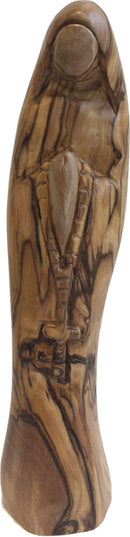 María - Orando con el rosario tallado en el lado (Moderno) - Madera de olivo (20 cm de alto)