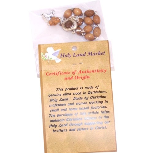 Chaplet/Bracelet Holy Rosary - Olive Wood with Holy Land Soil Center (19 cm or 7.5 in)