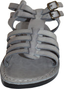 Sandalias/deslizadores de cuero de Jesús bíblico para hombres/mujeres del Mercado de Tierra Santa de Jerusalén (Estilo Jeremías Gris)