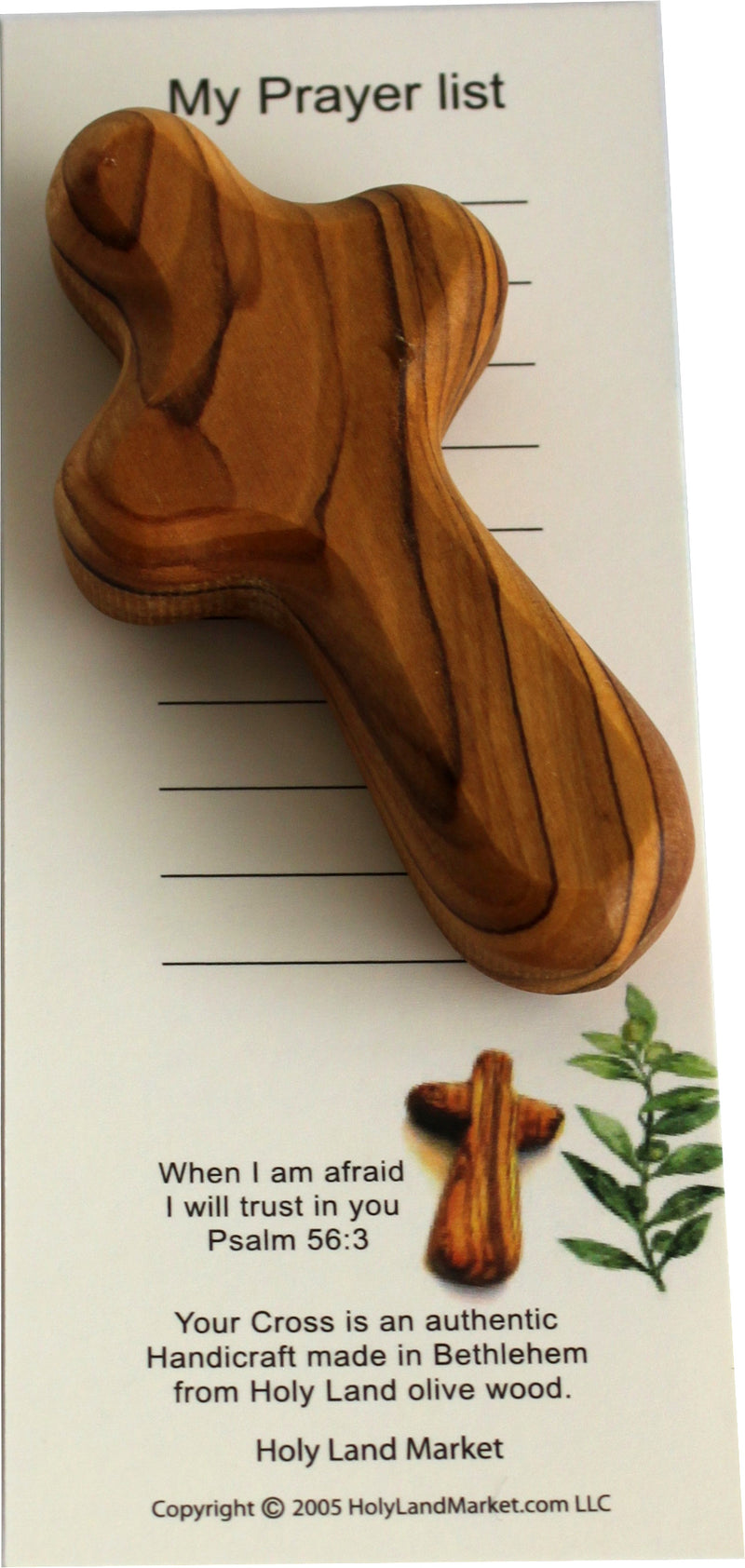 Holy Land Market 6 Small Olive Wood Pocket/Holding Crosses - 2.75 Inches each with Certificate from Bethlehem