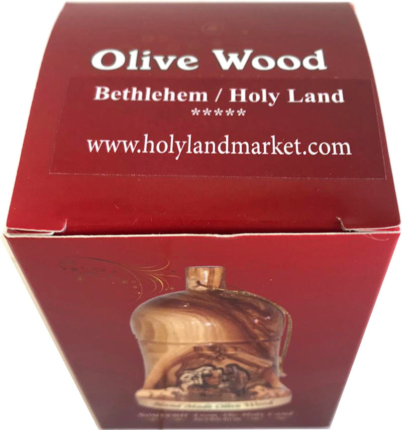 Olive Wood Bell Nativity Ornament with Gift Box ( About 4 Inches high )