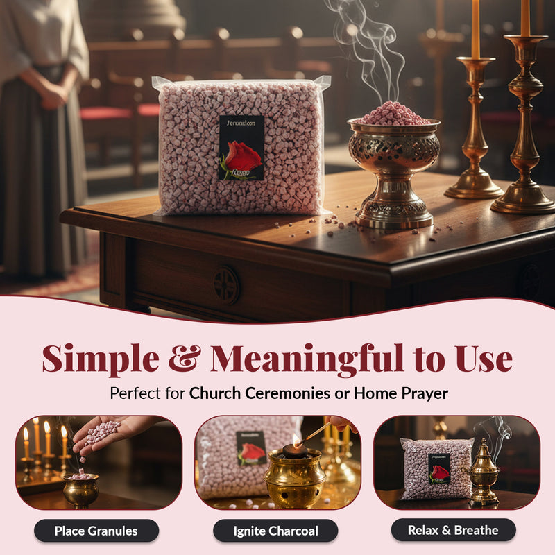 Holy Land Market Jerusalem Incense - 1 lb Rose Scent, Bulk for Church Use, Premium Quality from Mount Athos