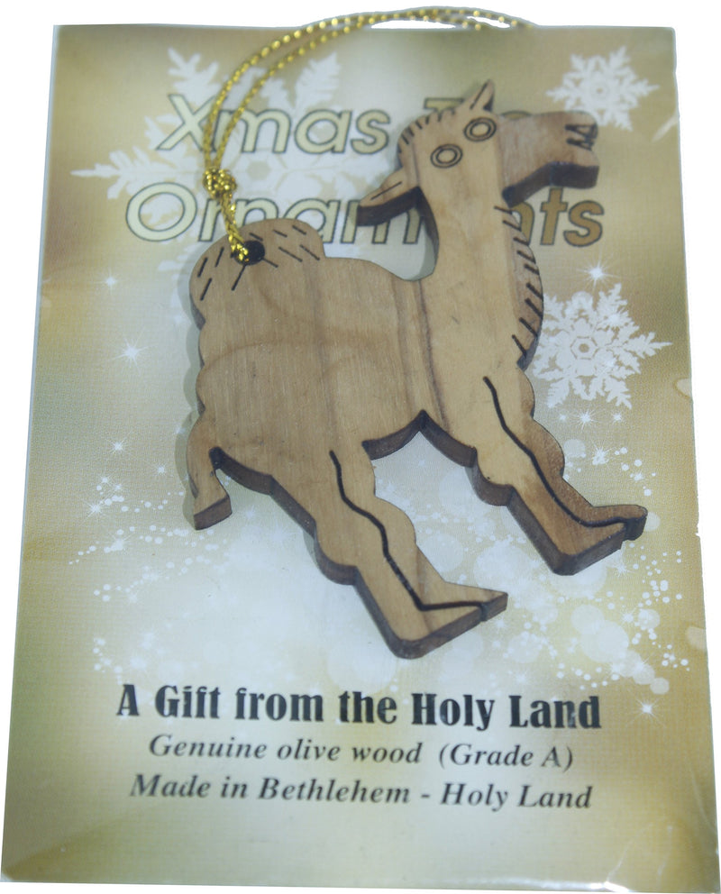 Wood hanging decoration / Christmas Ornament - Camel carved by hand ( 6.5 or 2.5 Inches )
