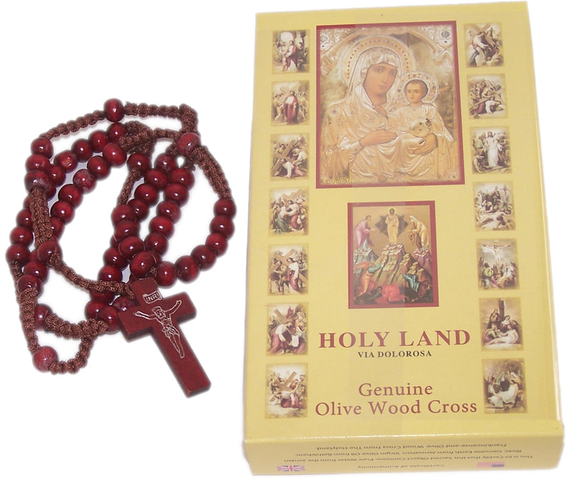 Holy Land Set 5in1 Olive Wood Cross Set with 3 Bottles - Oil, Jordan Water & Holy Earth