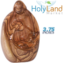 Holy Land Market Hand-Carved Olive Wood Holy Family Statue – Holy Family Nativity Scene from Bethlehem – 3.75” Christmas Decor for Home or Church with Nativity Story Booklet, Certificate & Prayer Card