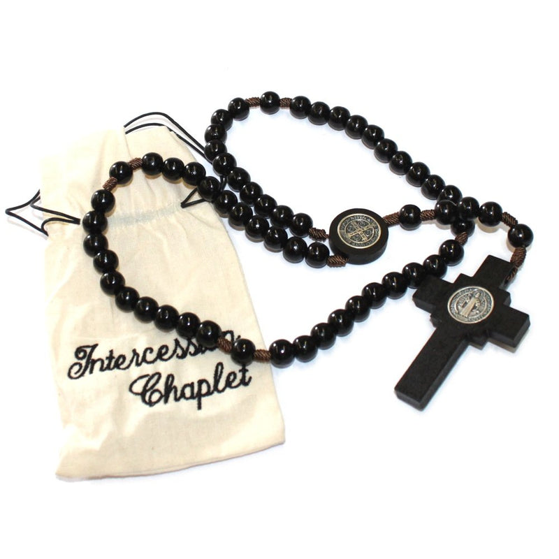 Black wooden beads Saint Benedict Rosary ( 10mm beads - 7cm Crucifix )- comes with special bag