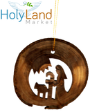 Holy Land Market Complete 7-Piece Olive Wood Bark Ornament Set - Inspirational Natural Wooden Christmas Decorations, Hand Carved in Bethlehem - Unique Christmas Ornaments & Decor Nativity Story Set