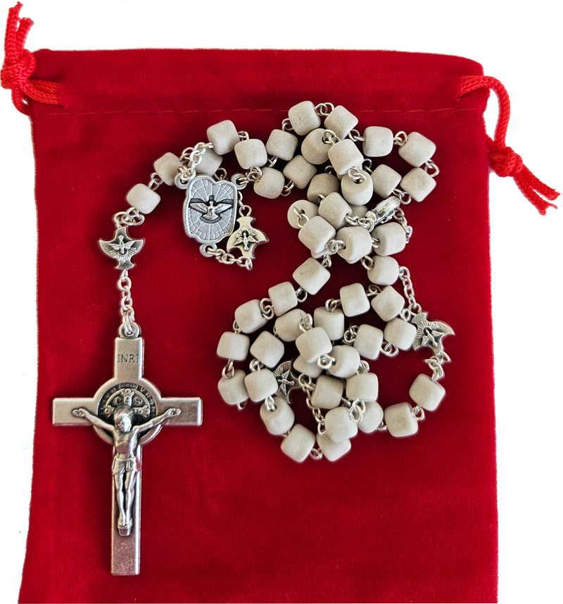 MEDJUGORJE - Rosary Made from Apparition Hill Stones directly from MEDUGORJE. (20 inches Long) - with The Holy Family