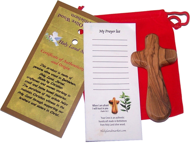 Holy Land Market Medium Hand Comfort Palm Cross ( 3.8 Inches - 9.5 cm )