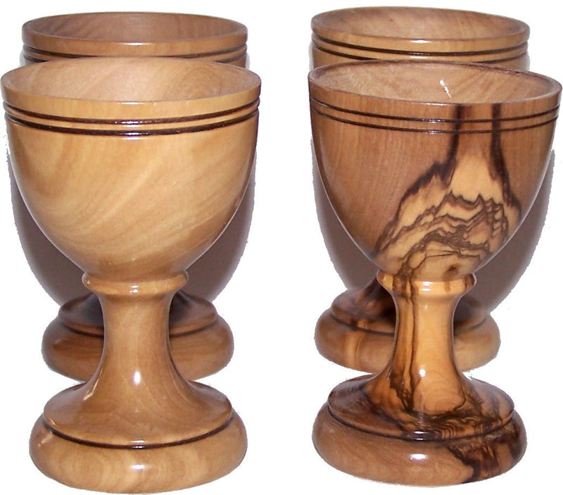 Four olive wood Communion/Egg Cups - great style - Asfour outlet brand - Set of 4