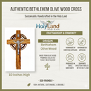 Holy Land Market Celtic God Bless Our Home Handmade Wall Olive Wood Catholic Crucifix - 10 Inches