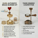 Brass Incense Burner kit - Candle and Incense and Two Mesh Screens, Adjustable Charcoal and Tea Light Bakhoor Burner for Resin, Myrrh, Copal and Bakhoor at Home, Church, Temple or Meditation Space