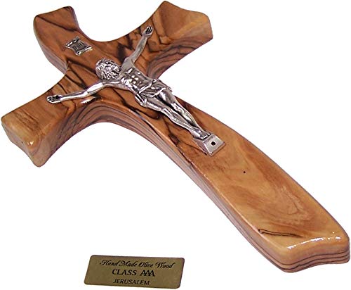 Holy Land Market Olive Wood Crucifix - Contemporary and Modern (20 cm OR 8 Inches)