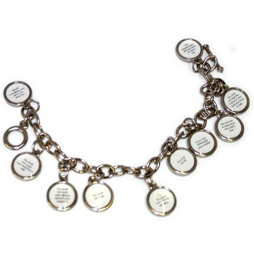 10 medals Bracelet showing Commandments - Silver ( 7cm or 2.8 inch in diameter ) - English