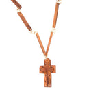 Collar tallado a mano de cruz extra grande - (colgante de 2.75 pulgadas y collar de 70 cm) con certificado