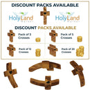Holy Land Market Olive Wood Pocket Fidget Worry Thumb Crosses – Hand-Carved Prayer Crosses with Certificates & Velvet Pouches for Anxiety and Stress Relief