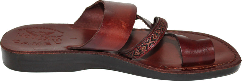 Holy Land Market Men/Women Biblical Jesus Leather/Embroidered Sandals/Slides From Jerusalem (Elijah Style)