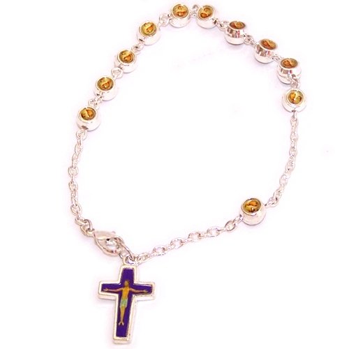 Silver Tone Mother Mary with Child icon resined beads Rosary / Chaplet / Brac...