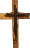 Holylandmarket Special Olive Wood - Two (2) Tones Cross (6.5 inches) Comes with Certificate