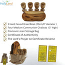 Holy Land Market 4 Medium Olive Wood Communion Cups & Plate Set KIddush - Communion Set Hand-Carved in Bethlehem – for Church Worship, Pastors & Ministries