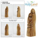 Holy Land Market Olive Wood Holy Family 6.8” – Bethlehem Hand-Carved Nativity Statue with Booklet, Certificate & Prayer Card – Christian Christmas Décor