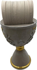 Holy Land Market Stone Communion Cup / Chalice and Hosts with 150 Different Biblical Verses ( 6 Inches high ) - Vintage Antique