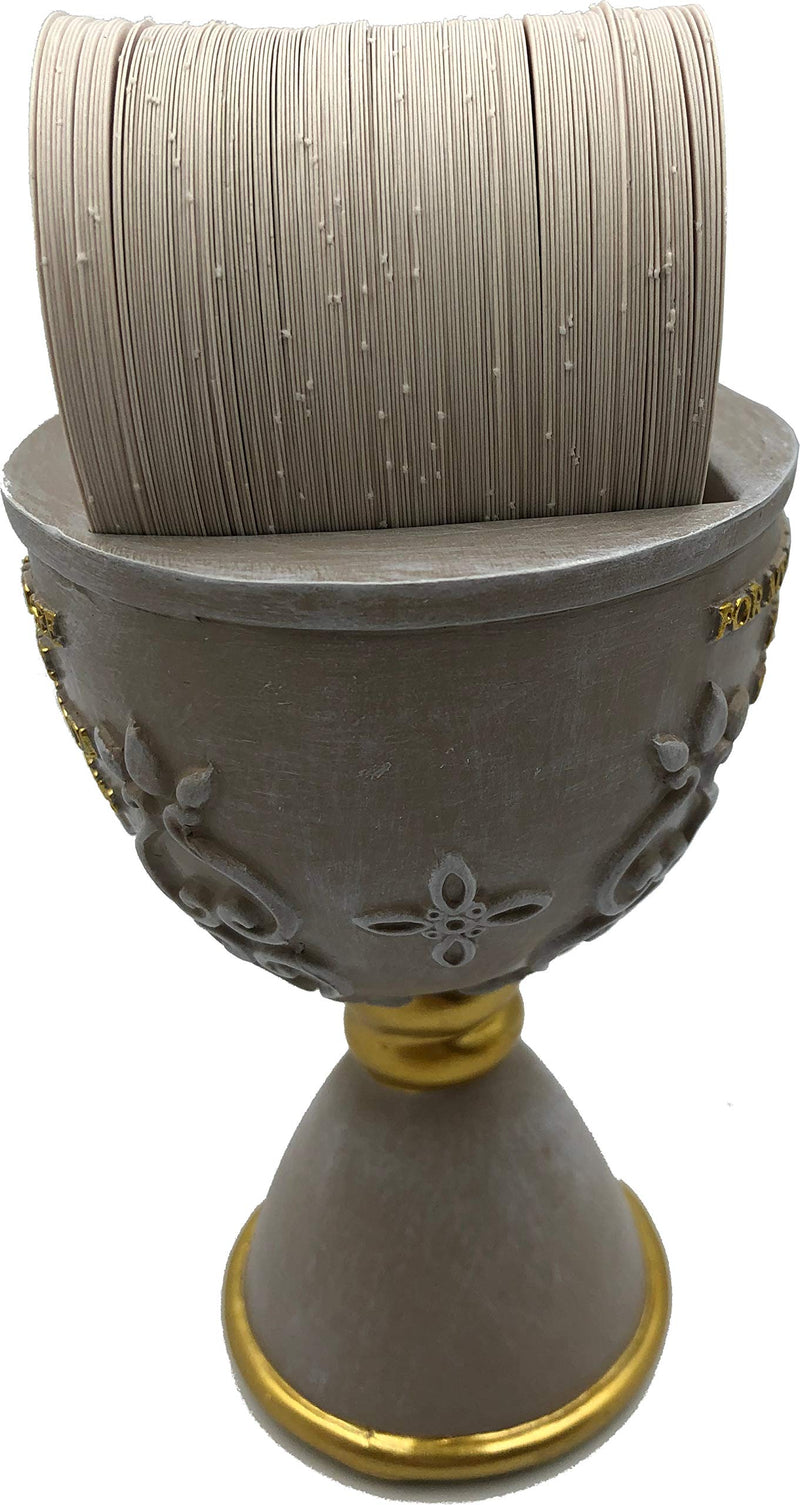 Holy Land Market Stone Communion Cup / Chalice and Hosts with 150 Different Biblical Verses ( 6 Inches high ) - Vintage Antique