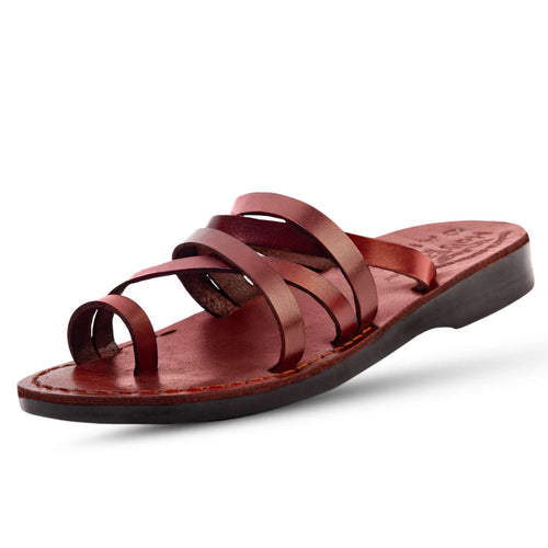 Sandalias/Deslizadores de cuero de Jesús bíblico para hombres/mujeres del Mercado de Tierra Santa de Jerusalén (Estilo Belén I)