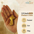 Holy Land Market Small Olive Wood Pocket / Holding Crosses With Certificates (2.5 Inches).