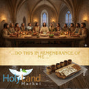 Holy Land Market Meal That Heals Olive Wood Communion Set - Six Cups and one Large Bread Plate