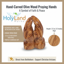 Holy Land Market Olivewood Praying Hands (6-9 cm or 2.5 to 3.5 Inch) - Small Hands