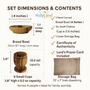 Holy Land Market 6 Olive Wood Communion Cups & Plate Set KIddush - Communion Set Hand-Carved in Bethlehem – for Church Worship, Pastors & Ministries