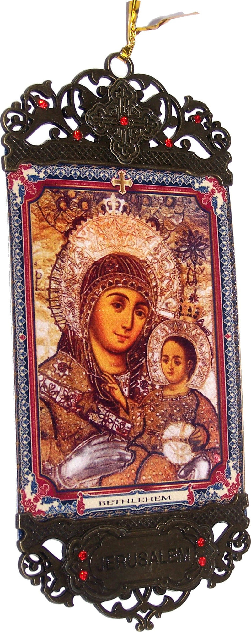 Holy Land Market Icon wall hanging heat printing on synthetic cloth decorated ( 16 x 7 cm OR 6.5 x 2.8 Inches )