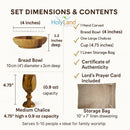Holy Land Market 4.75in Olive Wood Communion Cup & 4" Bread Plate Set – Hand-Carved in Bethlehem – Includes Large Kiddush Goblet with Matching Tray for Church Worship, Pastors & Ministries