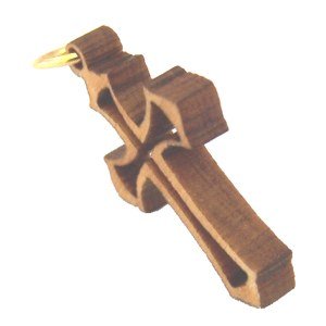 Fleur-de-lis Cross Olive wood Laser (8cm or 3.15" long )