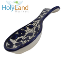Armenian hand painted cooking Spoon Rest/Ladle Holder - Large with deep Round Cup part - Asfour Outlet Trademark