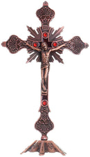 Holy Land Market Altar Table Crucifix - Church or Home Decor - Enamel Ornamented