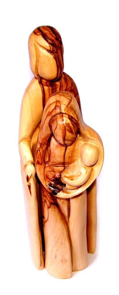 Holy Land Market Olive Wood Holy Family - 2 Pieces Statue (8.1 Inches)