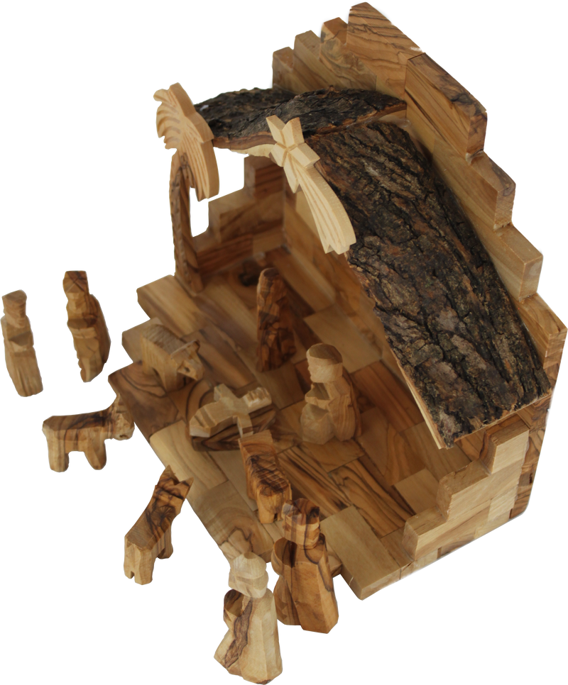 Holy Land Market Olive Wood Miniature Set with Stable 12 Pieces