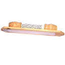 Silver Shin with sealed Glass in Olive wood Mezuzah (19cm or 7.5 inches) fit up to 4 Inch Klaf