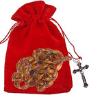 Holy Land Market Olive Wood Rosary with Soil from Bethlehem - with certificate and velvet bag