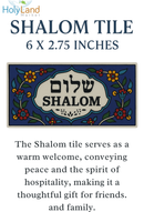 Holy Land Market Hand-Painted Ceramic “Shalom” Welcome Tile Sign – Hebrew & English Wall or Door Hanging Plaque, Made in the Holy Land, 6x2.75 Inches
