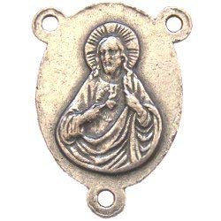 Sacred Heart with Lady of Sorrows center-Pewter (2.3cm-0.9")