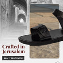 Holy Land Market Men/Women Biblical Jesus Leather Sandals/Slides From Jerusalem (Jerusalem  Black)