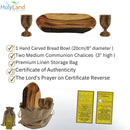 Holy Land Market 2 Medium Olive Wood Communion Cups & Plate Set Kiddush - Communion Set Hand-Carved in Bethlehem – for Church Worship, Pastors & Ministries