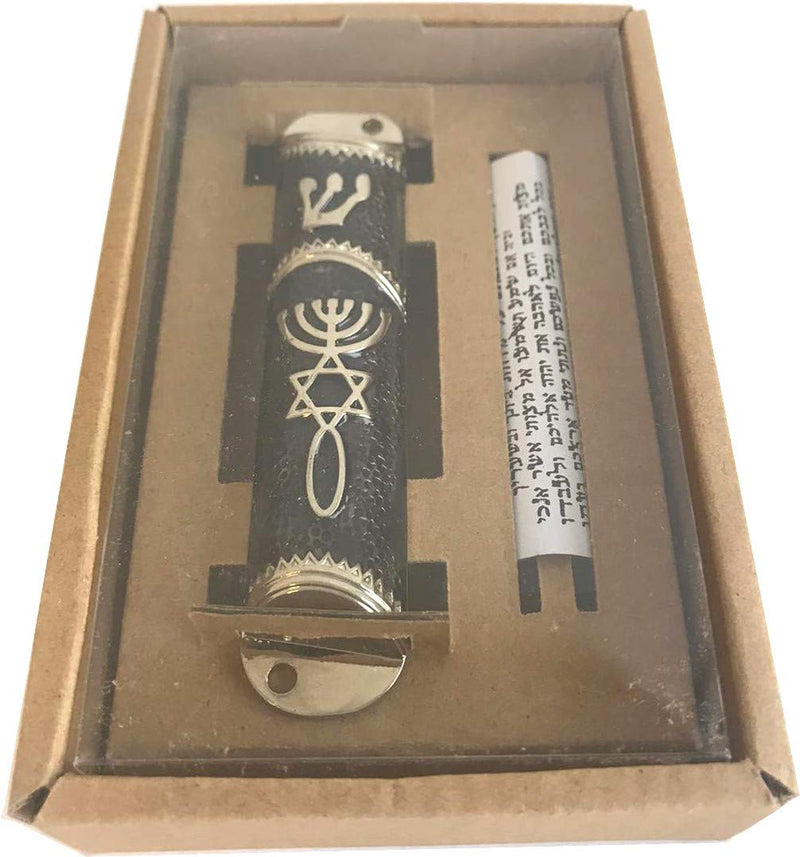 Caja Mezuzah Sello Mesiánico del Mercado de la Tierra Santa - 4.1 pulgadas con desplazamiento incluido