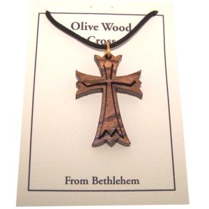 Edged 2-Layers Olive wood Laser Necklace (Pendant is : 3.8x2.7cm or 1.5x1.05 in)