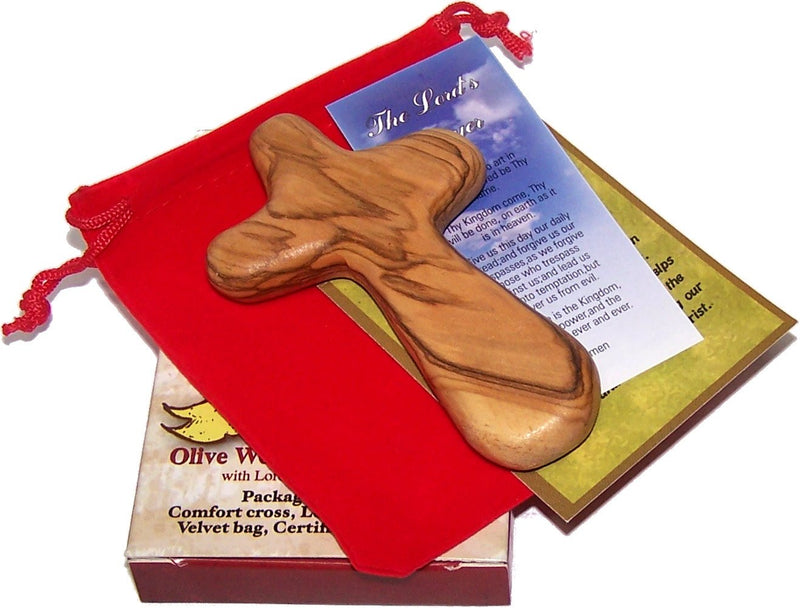 El paquete de regalo Holy Land Market incluye Comfort Cross con caja de regalo, dos certificados y una bolsa de terciopelo
