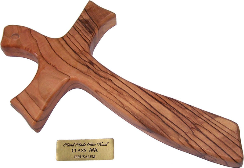 Holy Land Market Olive Wood Cross with Mother of Pearls - Contemporary and Modern (20 cm OR 8 Inches)
