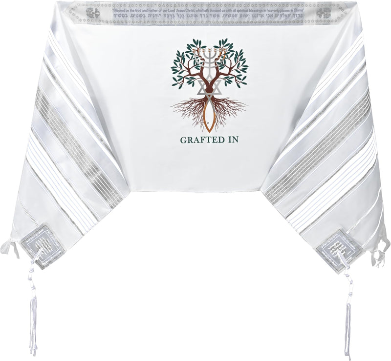 Holy Land Market Grafted IN - Messianic Christian Prayer Shawl/Tallit Prayer Shawl - Creation and Restoration Talit